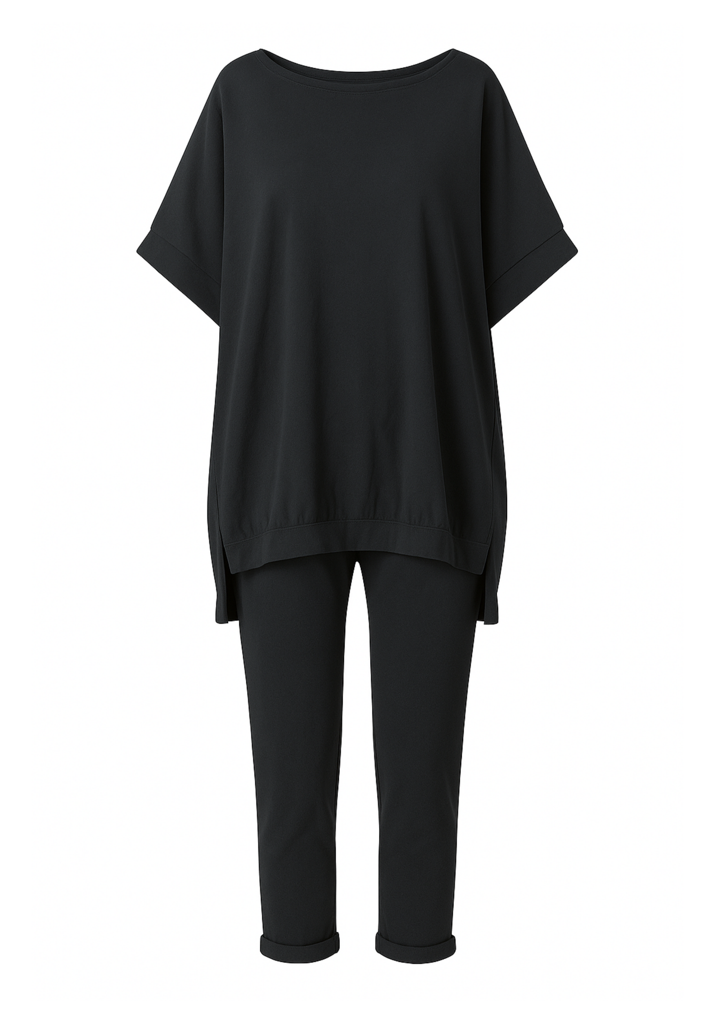 Rani Loungewear-Set: Pullover-Top und kurze Hose in Schwarz