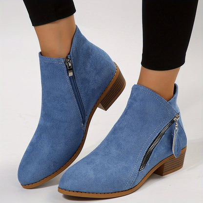 Isolde - Elegante spitze Blockstiefel mit Absatz und seitlichem Reißverschluss