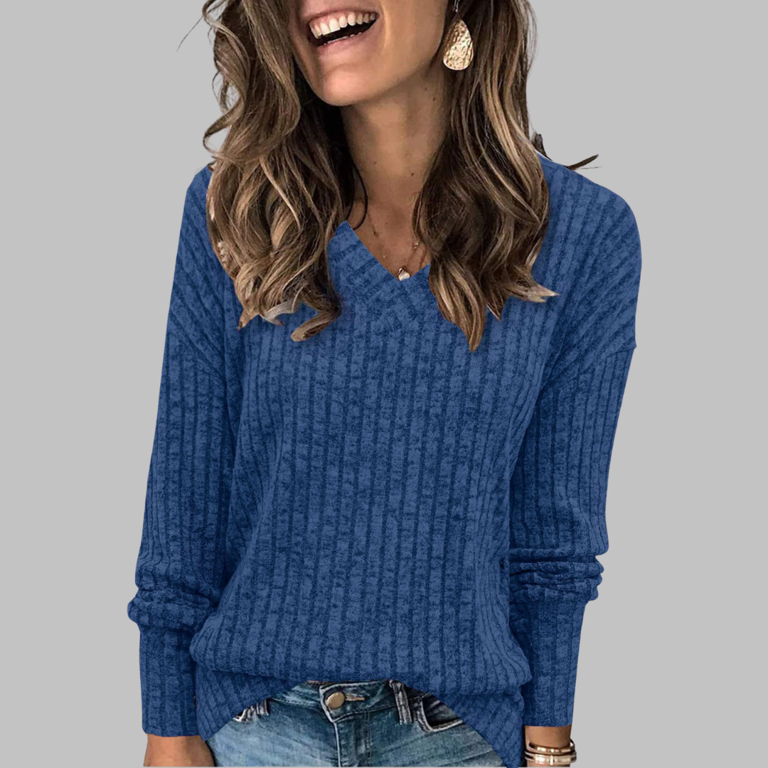 Deri | Langer Pullover mit V-Ausschnitt