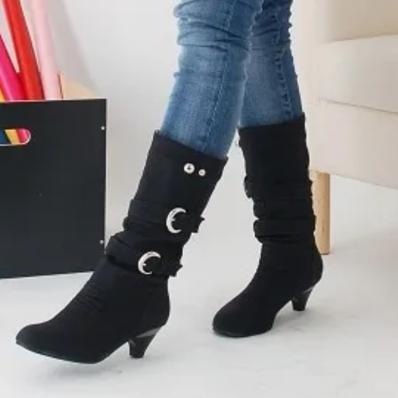 Hohe Stiefel mit runder Spitze - Leona