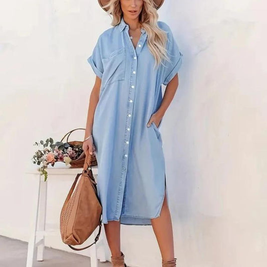 Leoni | Elegantes Kleid aus weichem Denim für jeden Anlass