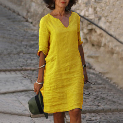 Isolde | Stilvolles A-Linien Kleid mit V-Ausschnitt aus hochwertigem Material