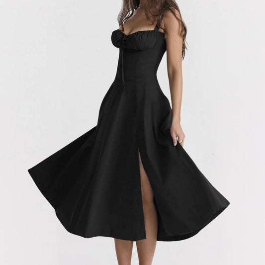 Isadora | Raffiniertes Midiformende Kleid mit Schlitz