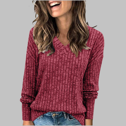 Deri | Langer Pullover mit V-Ausschnitt