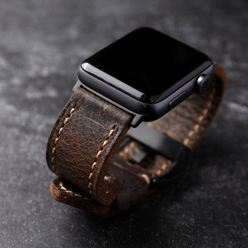 Handgefertigtes Erstklassiges Rindslederarmband für die Apple Watch