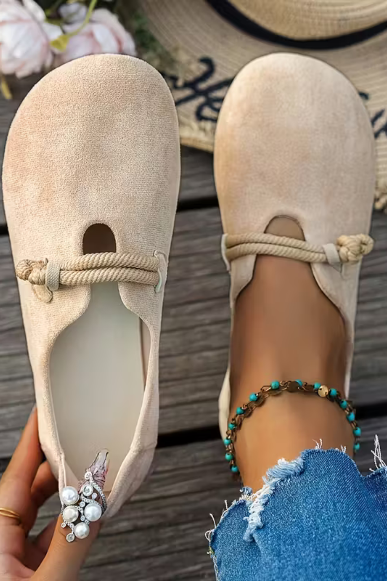 Beige Marjorie Bequeme Slip-On Shoes