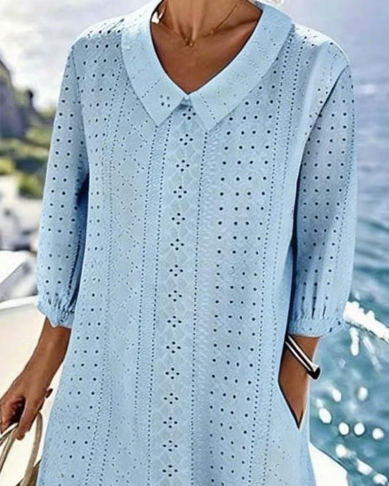 HERBST – MIDI-KLEID MIT ELEGANTEN BESTICKTEN DETAILS