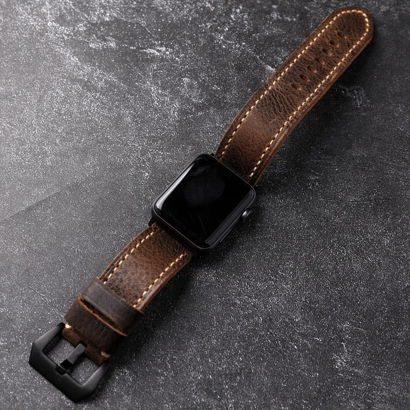 Handgefertigtes Erstklassiges Rindslederarmband für die Apple Watch