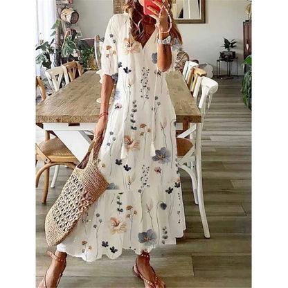 Isabella | Elegantes Bohemsk Maxikleid mit Druck für jeden Anlass