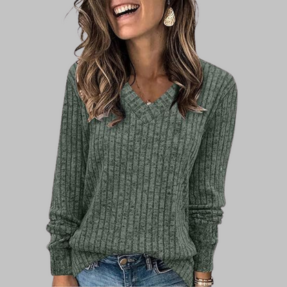 Deri | Langer Pullover mit V-Ausschnitt