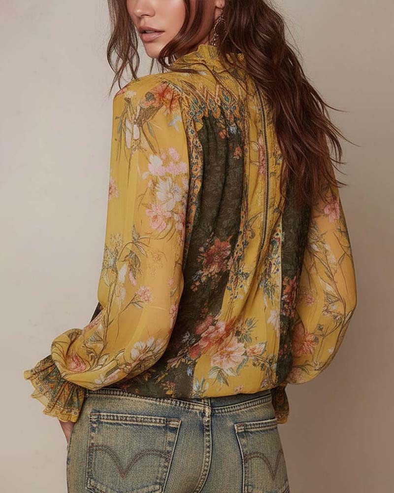 LILLIAN – ROMANTISCHE BLUSE MIT BLUMENMUSTER UND REISSVERSCHLUSS