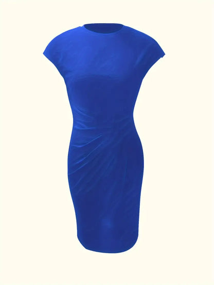 Einfarbiges Kleid mit Rundhalsausschnitt