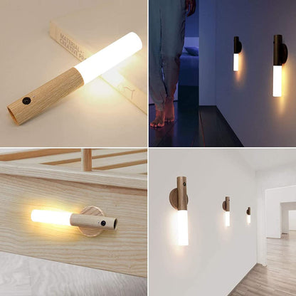 Smart Holz Nachtlicht | Automatische Beleuchtung überall ohne Kabel