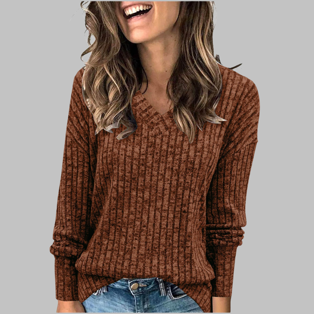 Deri | Langer Pullover mit V-Ausschnitt