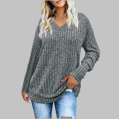 Deri | Langer Pullover mit V-Ausschnitt