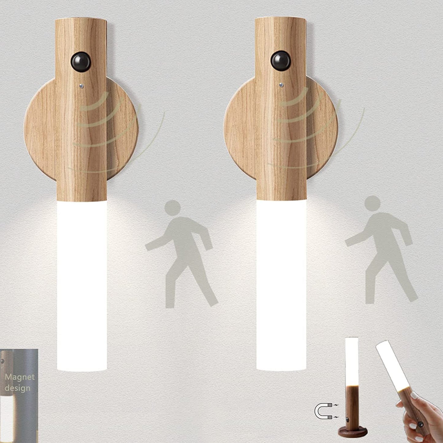 Smart Holz Nachtlicht | Automatische Beleuchtung überall ohne Kabel