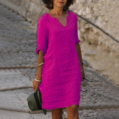 Isolde | Stilvolles A-Linien Kleid mit V-Ausschnitt aus hochwertigem Material