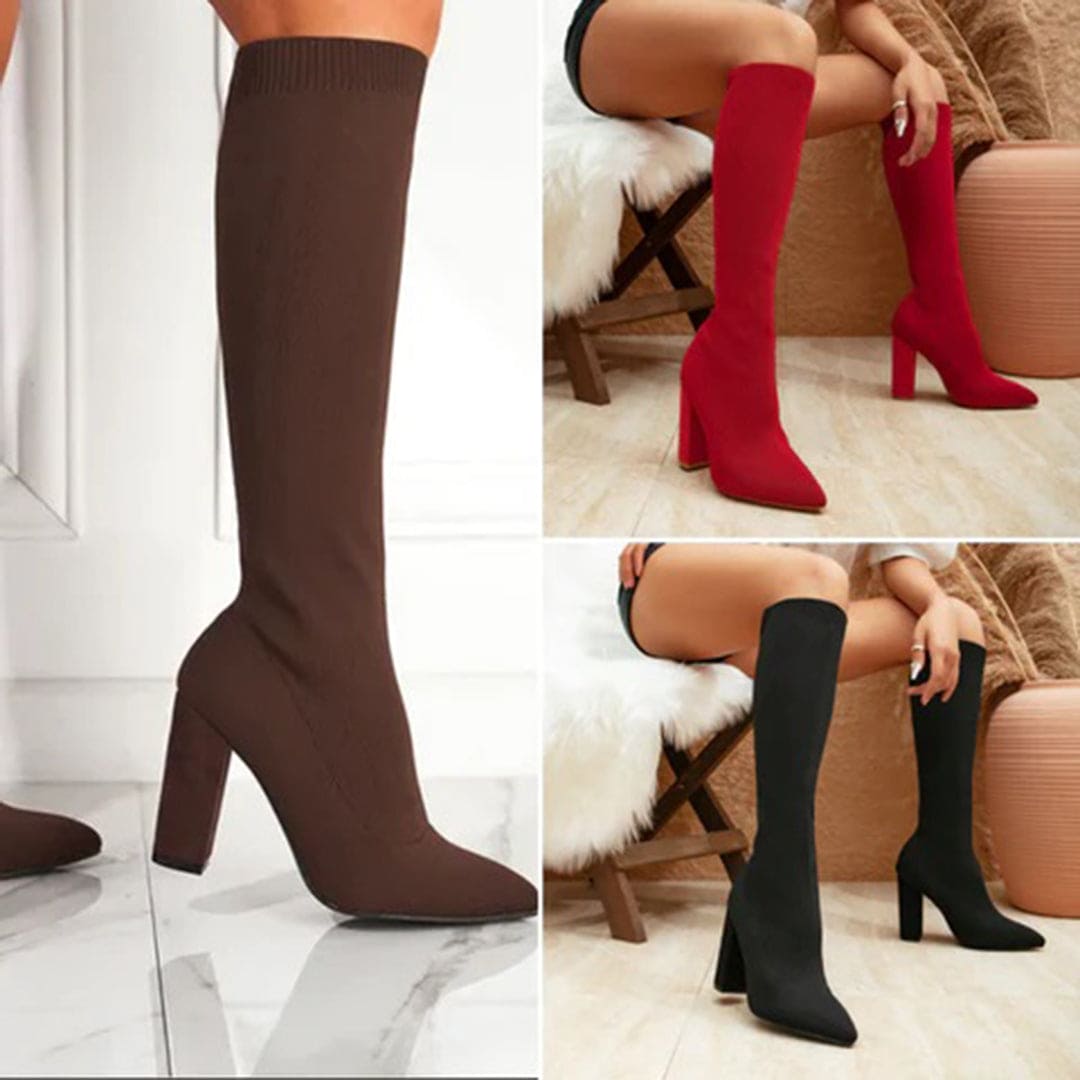 EleganzBoost | Kniehohe Sockenstiefel mit Stil und Komfort