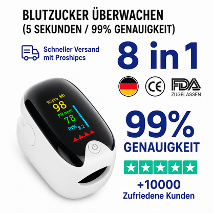Nicht-invasiver Blutzucker-Monitor 5-Sekunden-Ausgabe | - 99% Genauigkeit 8-1