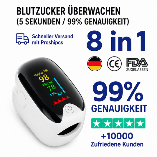 Nicht-invasiver Blutzucker-Monitor 5-Sekunden-Ausgabe | - 99% Genauigkeit 8-1