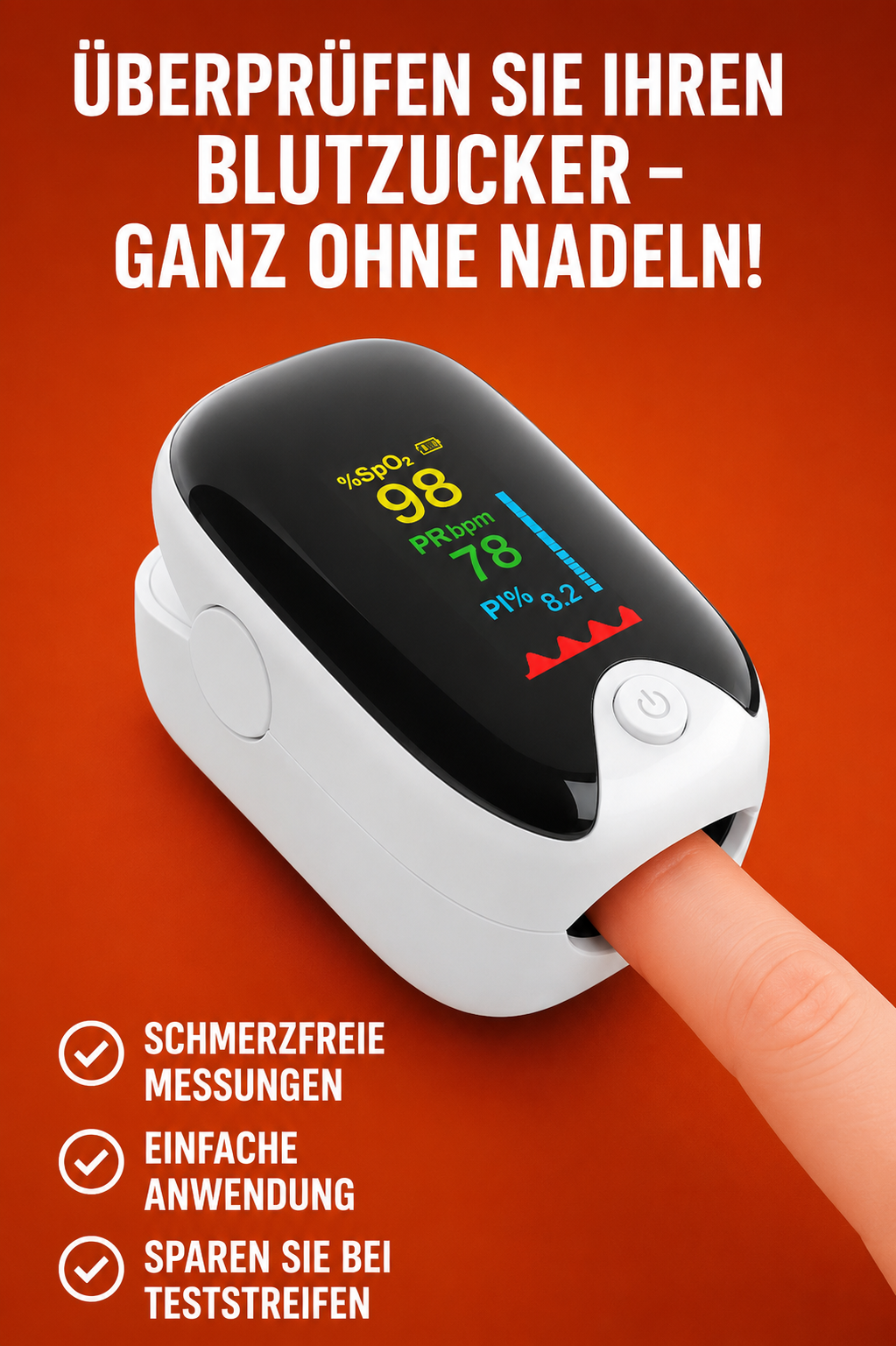 Nicht-invasiver Blutzucker-Monitor 5-Sekunden-Ausgabe | - 99% Genauigkeit 8-1