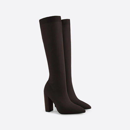EleganzBoost | Kniehohe Sockenstiefel mit Stil und Komfort