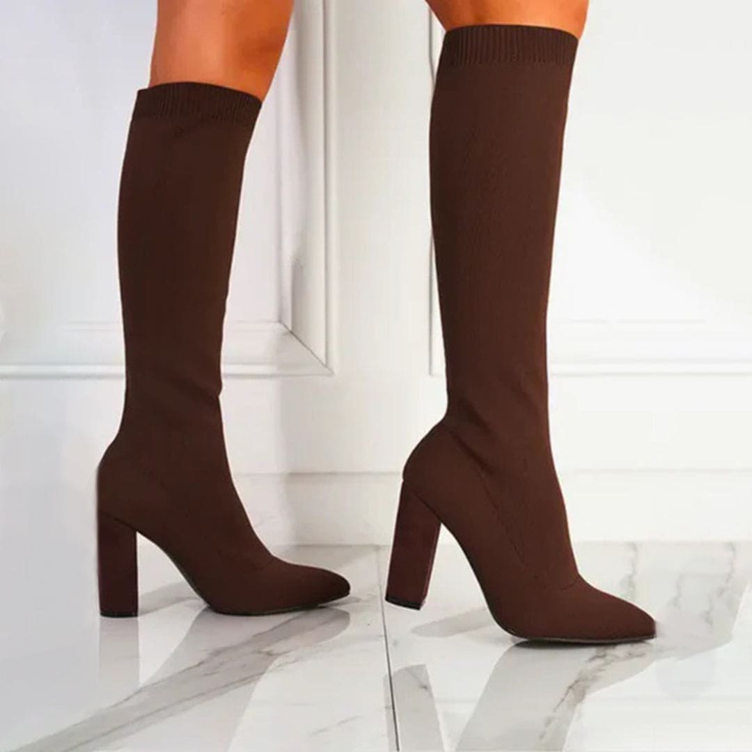 EleganzBoost | Kniehohe Sockenstiefel mit Stil und Komfort