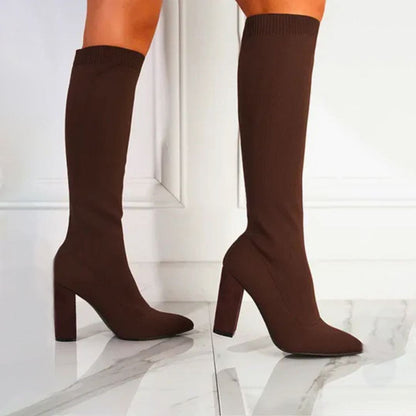 EleganzBoost | Kniehohe Sockenstiefel mit Stil und Komfort