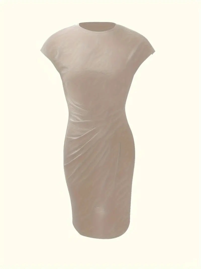 Einfarbiges Kleid mit Rundhalsausschnitt | Elizabeths
