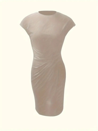 Einfarbiges Kleid mit Rundhalsausschnitt | Elizabeths