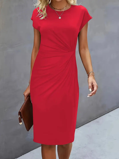 Einfarbiges Kleid mit Rundhalsausschnitt | Elizabeths
