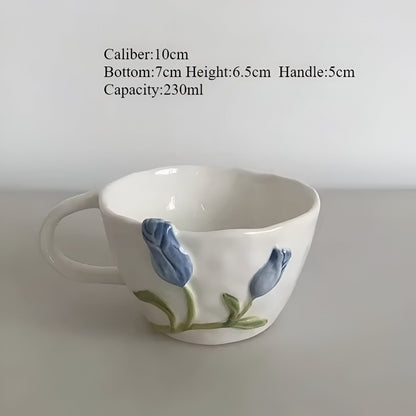 Florina | Kreative Tulpen Keramiktasse mit Untertasse