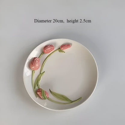 Florina | Kreative Tulpen Keramiktasse mit Untertasse