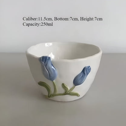 Florina | Kreative Tulpen Keramiktasse mit Untertasse