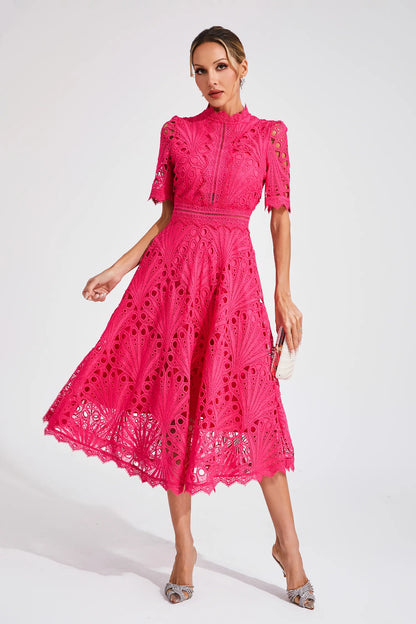 Hallie | Elegantes Spitzen-Midikleid