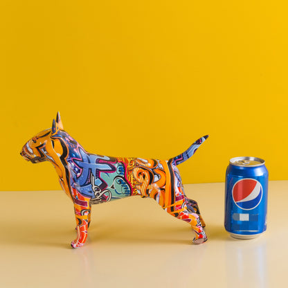 Graffiti bemalte Bullterrier Hund Kunstskulptur
