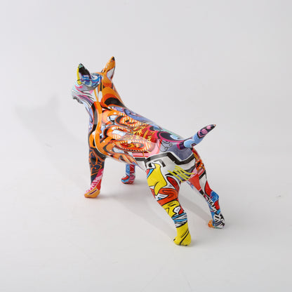 Graffiti bemalte Bullterrier Hund Kunstskulptur
