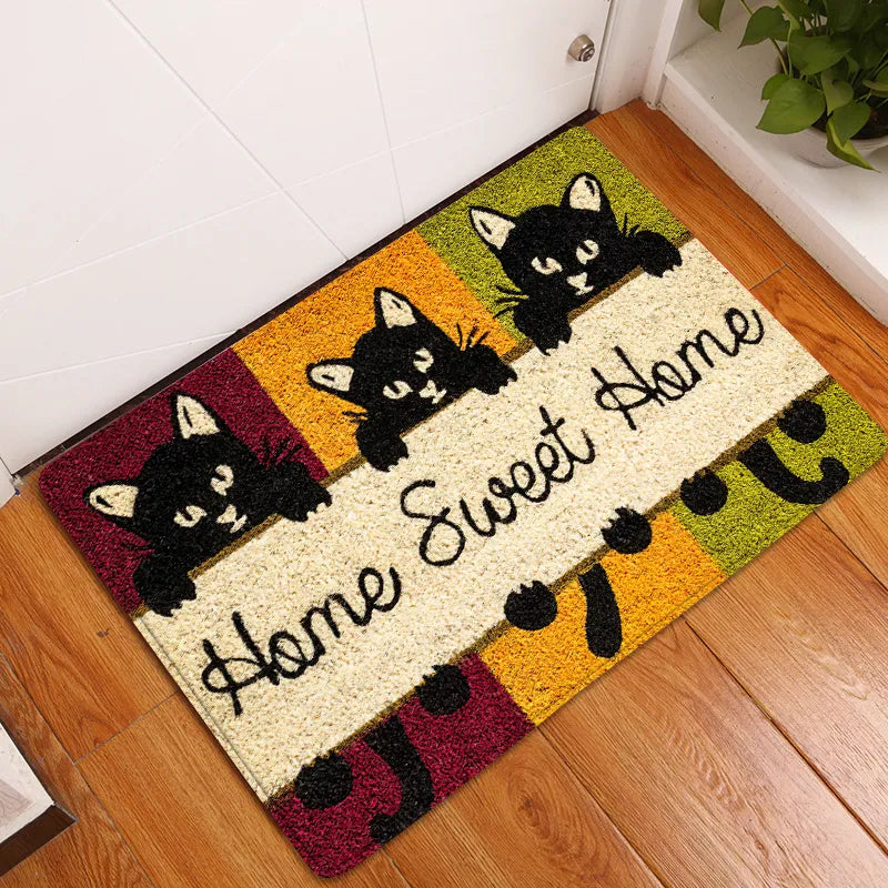 Home Sweet Home Süße Katzen Fußmatte – Niedliche und Rutschfeste Eingangsteppich