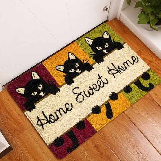 Home Sweet Home Süße Katzen Fußmatte – Niedliche und Rutschfeste Eingangsteppich