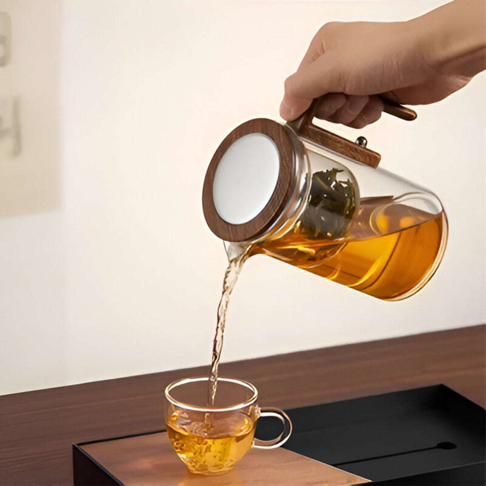 Glas Teekanne mit Sieb
