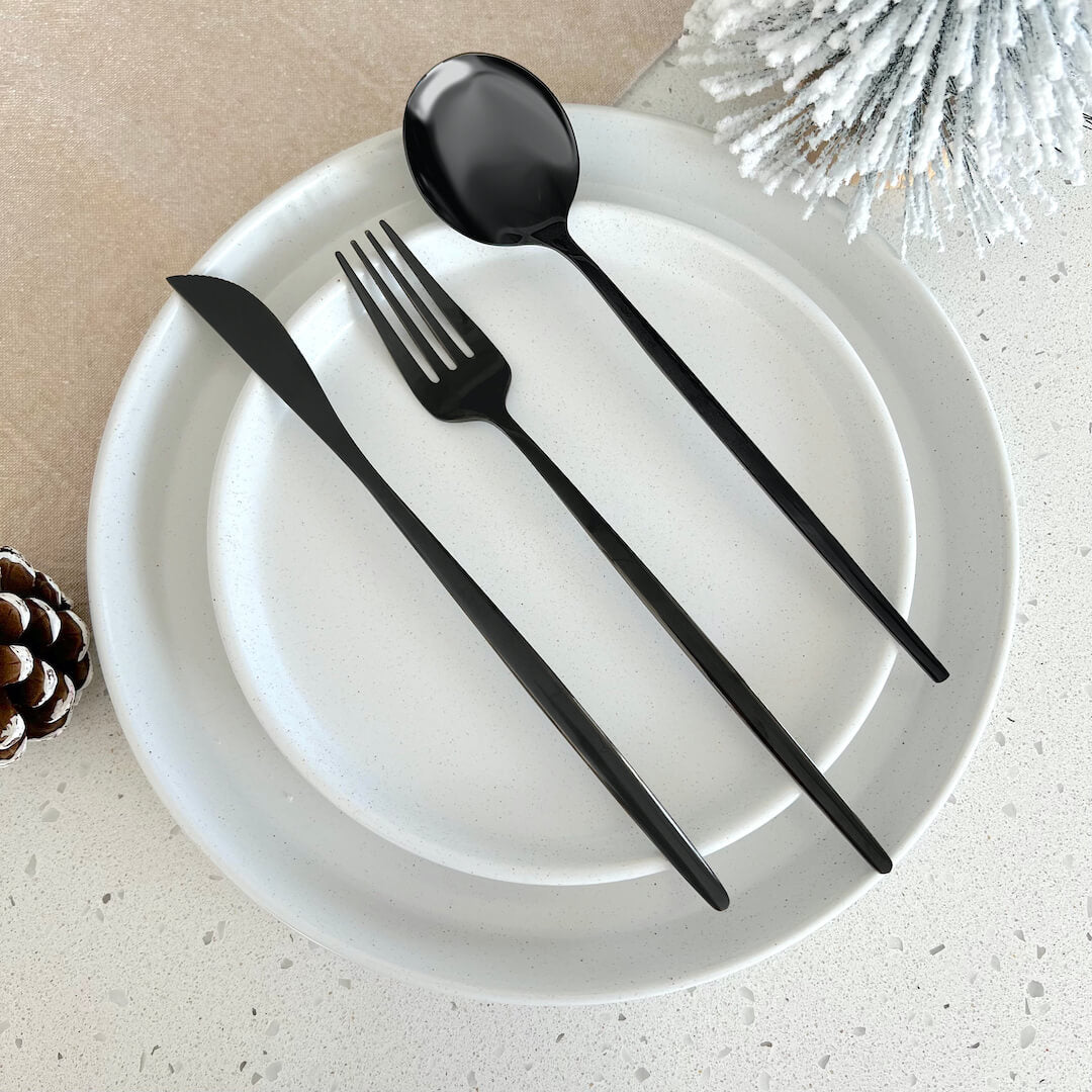 Modernes Schwarzes Besteckset