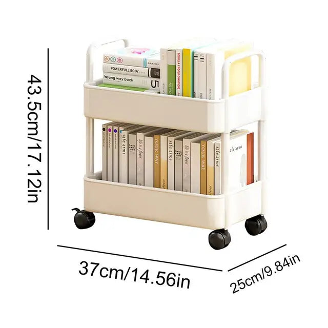 Mobiler Bücherwagen mit Rädern - Aufbewahrung und Organisation von Büchern - Dalton