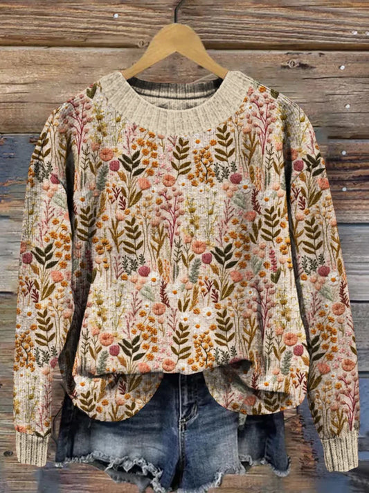 Bequemer Blumen-Pullover - Novi