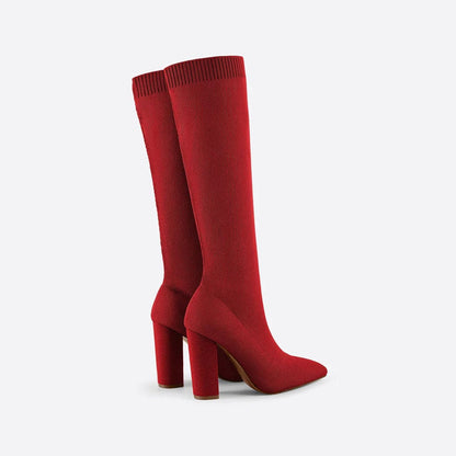 EleganzBoost | Kniehohe Sockenstiefel mit Stil und Komfort