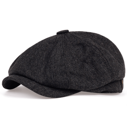 Retro-Cap mit acht Paneelen aus Fischgräten-Tweedstoff, lässige gestreifte Kappe