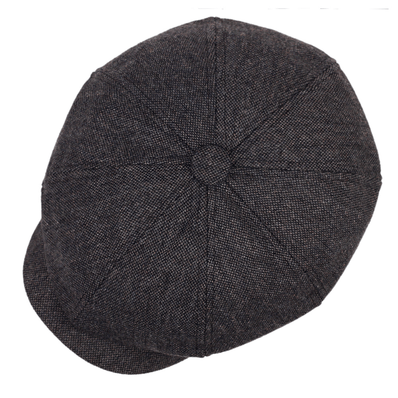 Retro-Cap mit acht Paneelen aus Fischgräten-Tweedstoff, lässige gestreifte Kappe