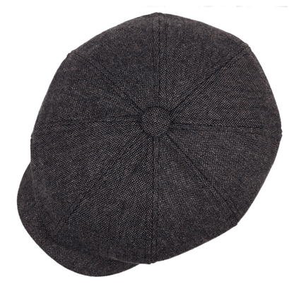 Retro-Cap mit acht Paneelen aus Fischgräten-Tweedstoff, lässige gestreifte Kappe