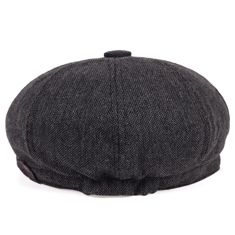 Retro-Cap mit acht Paneelen aus Fischgräten-Tweedstoff, lässige gestreifte Kappe