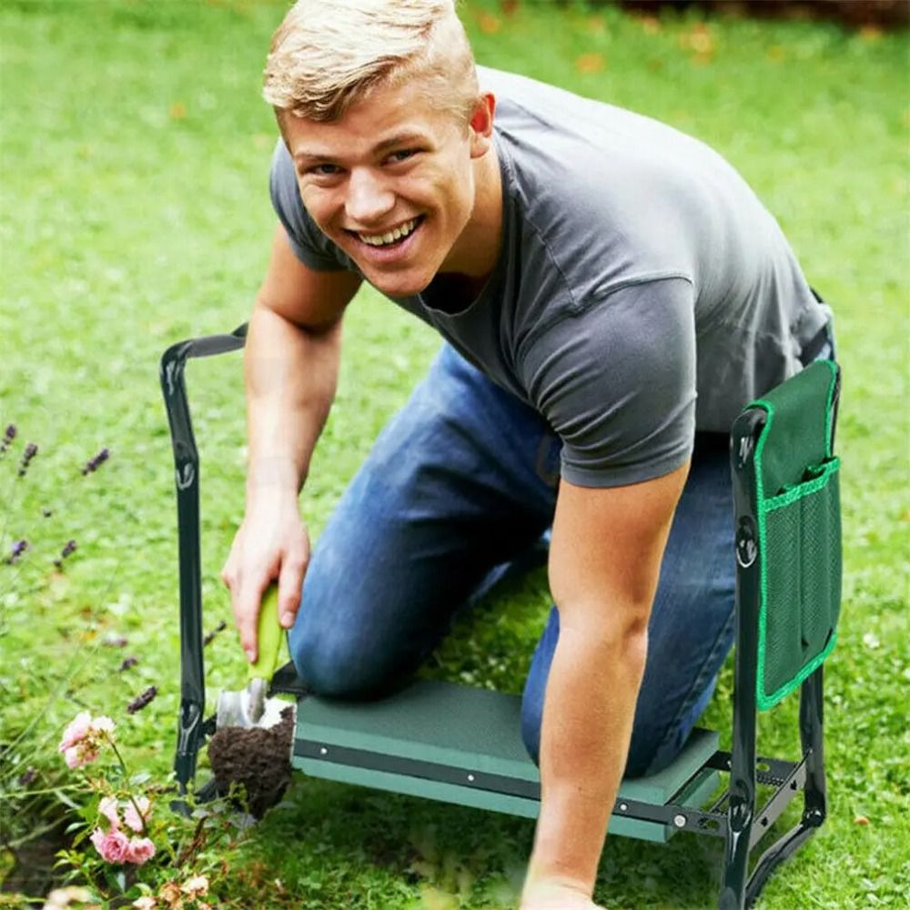 GartenPro | Klappbarer Kniehocker mit Komfortkissen für müheloses Gärtnern