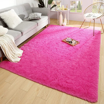 Winnie Weicher Flauschiger Pinker Teppich – Gemütlicher Plüschteppich für Wohnzimmer & Kinderzimmer
